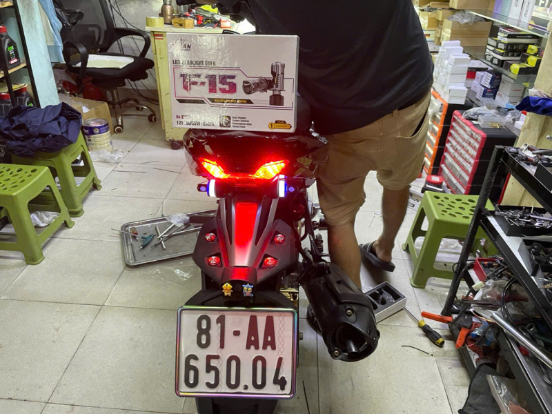 Độ đèn nâng cấp ánh sáng Bi Led Mini Titan Moto F15 xe EX150